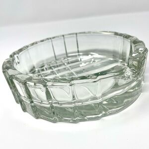 Italian Ashtray Clear Glass Cigarette Cigar Mid-Century Modern 1970’s Vintage